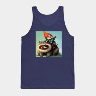 Garden Gnome Riding a Raccoon Tank Top